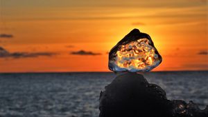 Preview wallpaper ice floe, ice, sea, sunset, horizon