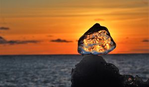 Preview wallpaper ice floe, ice, sea, sunset, horizon