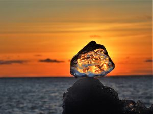 Preview wallpaper ice floe, ice, sea, sunset, horizon