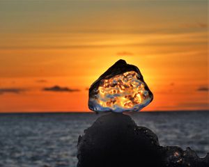 Preview wallpaper ice floe, ice, sea, sunset, horizon