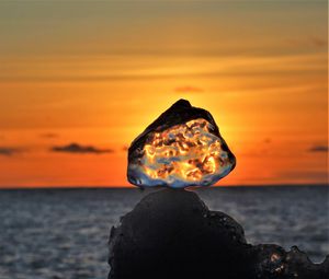 Preview wallpaper ice floe, ice, sea, sunset, horizon