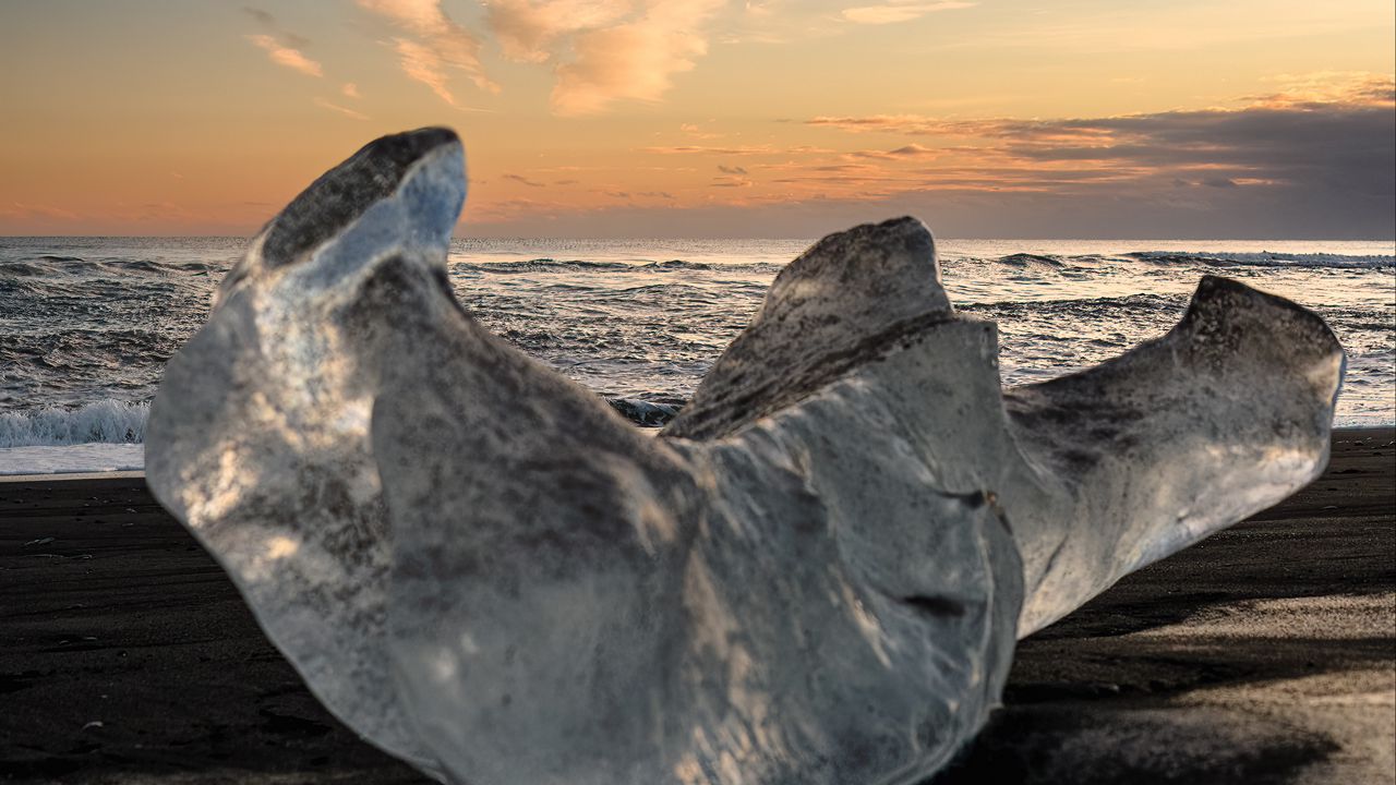 Wallpaper ice floe, ice, sea, sky, macro