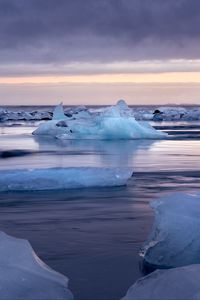 Preview wallpaper ice floe, ice, water, horizon