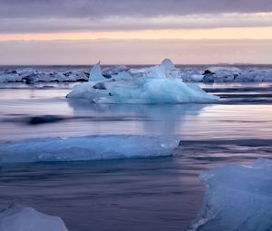 Preview wallpaper ice floe, ice, water, horizon