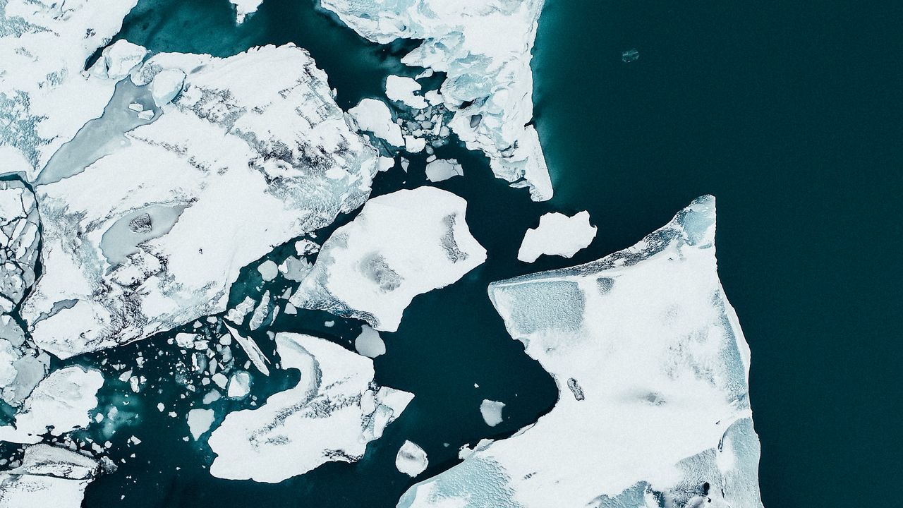 Wallpaper ice floe, iceberg, glacier, aerial view