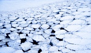 Preview wallpaper ice, fragments, snow, river, winter, white