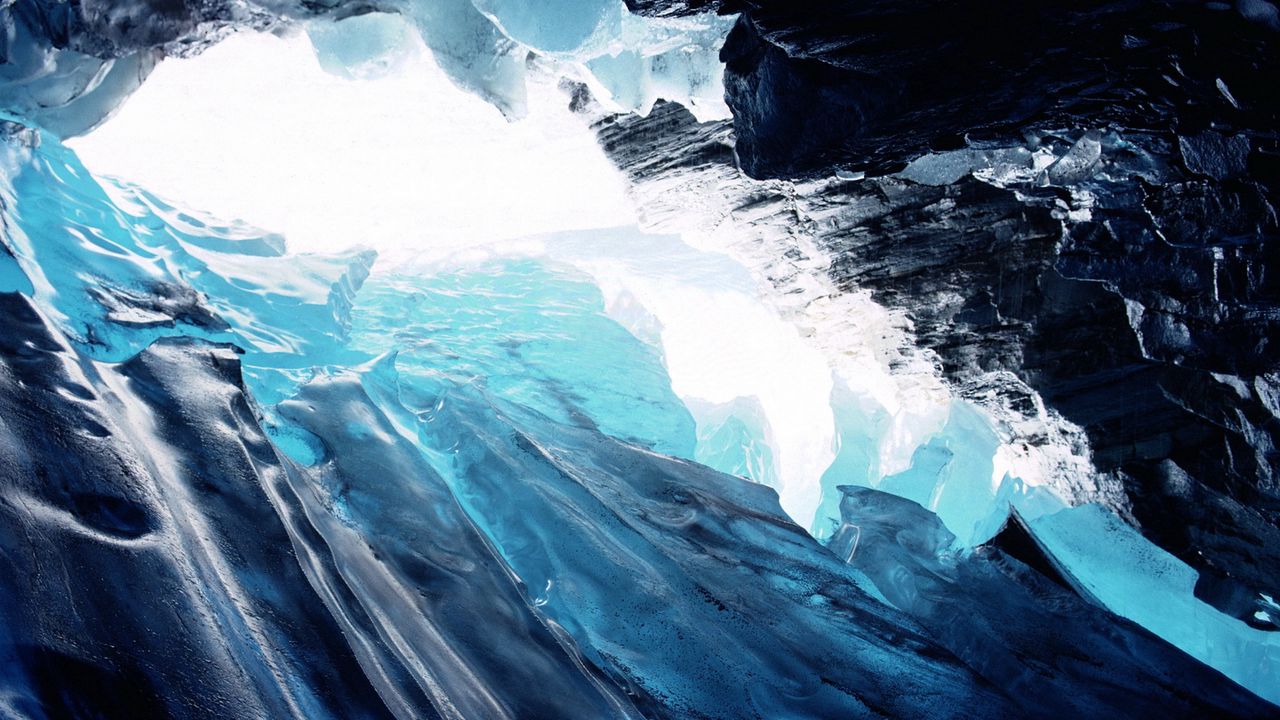Wallpaper ice, gorge, rocks, light