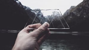 Preview wallpaper ice, hand, mountains, lake