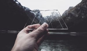 Preview wallpaper ice, hand, mountains, lake