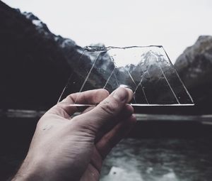 Preview wallpaper ice, hand, mountains, lake