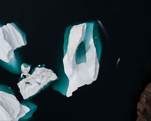 Preview wallpaper ice, ice floe, water, aerial view