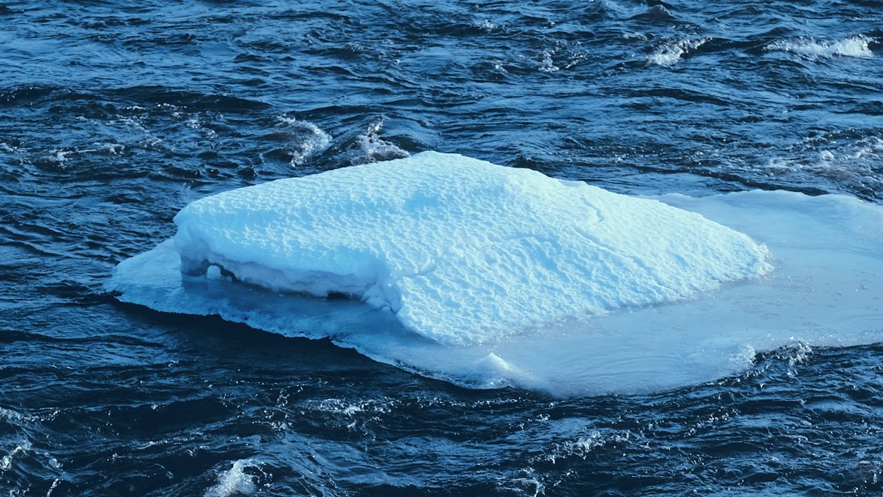 Wallpaper ice, ice floe, water, waves, snow