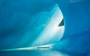 Preview wallpaper ice, ice floes, cave, water