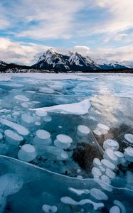 Preview wallpaper ice, lake, mountains, winter, landscape