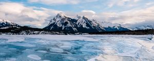 Preview wallpaper ice, lake, mountains, winter, landscape