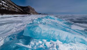 Preview wallpaper ice, lake, rocks, snow