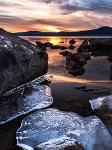 Preview wallpaper ice, landscape, sunset