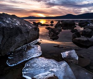 Preview wallpaper ice, landscape, sunset