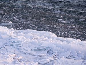 Preview wallpaper ice, layers, fragments, snow, winter