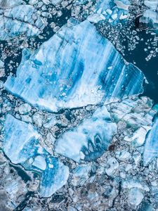 Preview wallpaper ice, sea, fragments, aerial view, nature, blue