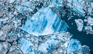 Preview wallpaper ice, sea, fragments, aerial view, nature, blue