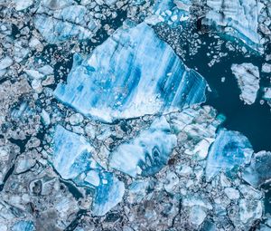 Preview wallpaper ice, sea, fragments, aerial view, nature, blue