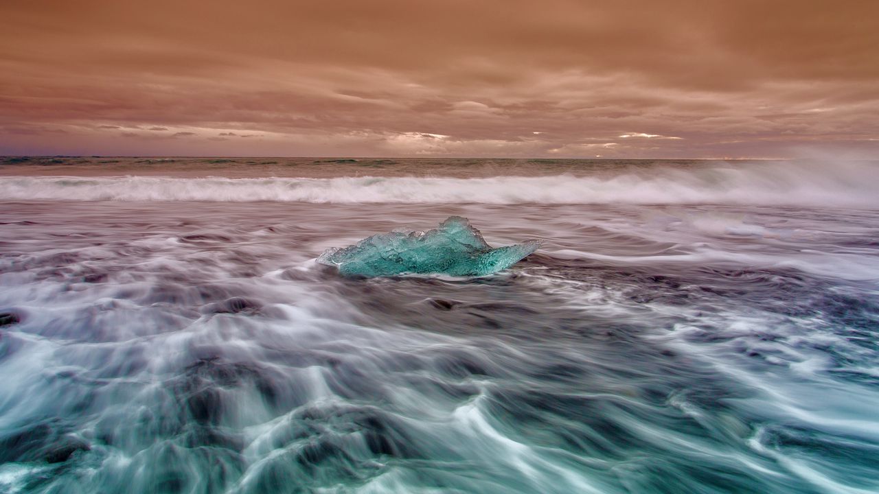 Wallpaper ice, sea, waves, horizon