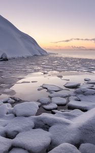 Preview wallpaper ice, snow, lake, shore, winter, nature