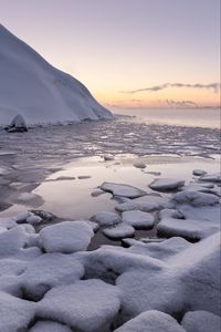 Preview wallpaper ice, snow, lake, shore, winter, nature