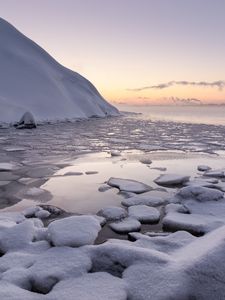 Preview wallpaper ice, snow, lake, shore, winter, nature