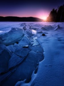 Preview wallpaper ice, snow, sunset, horizon