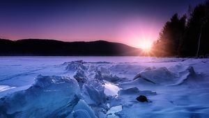 Preview wallpaper ice, snow, sunset, horizon