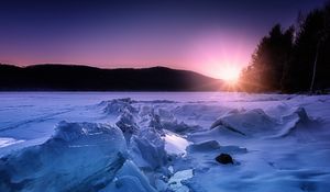 Preview wallpaper ice, snow, sunset, horizon