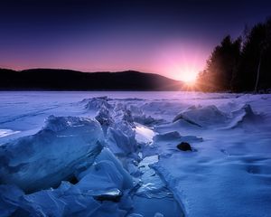 Preview wallpaper ice, snow, sunset, horizon