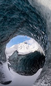 Preview wallpaper ice, snow, tunnel, icicles, nature