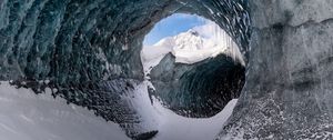 Preview wallpaper ice, snow, tunnel, icicles, nature