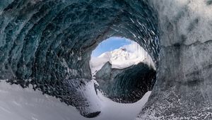 Preview wallpaper ice, snow, tunnel, icicles, nature