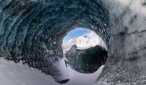 Preview wallpaper ice, snow, tunnel, icicles, nature