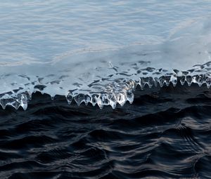 Preview wallpaper ice, water, waves, floe, ripples