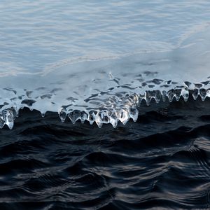 Preview wallpaper ice, water, waves, floe, ripples