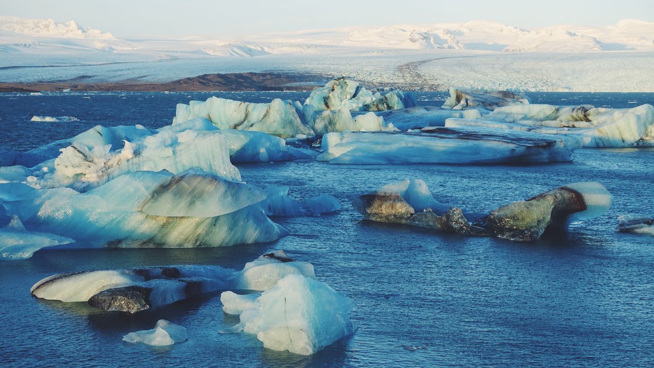 Wallpaper iceberg, ice floes, ocean