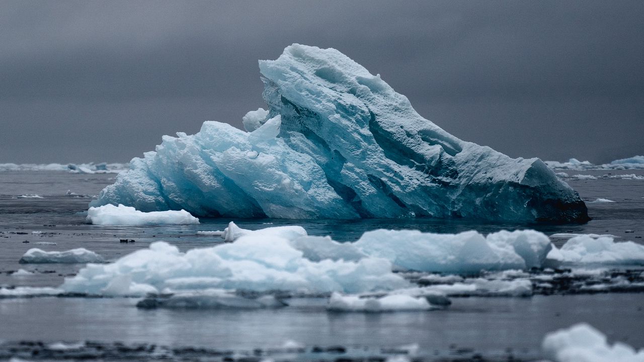 Wallpaper iceberg, ice, water, frozen