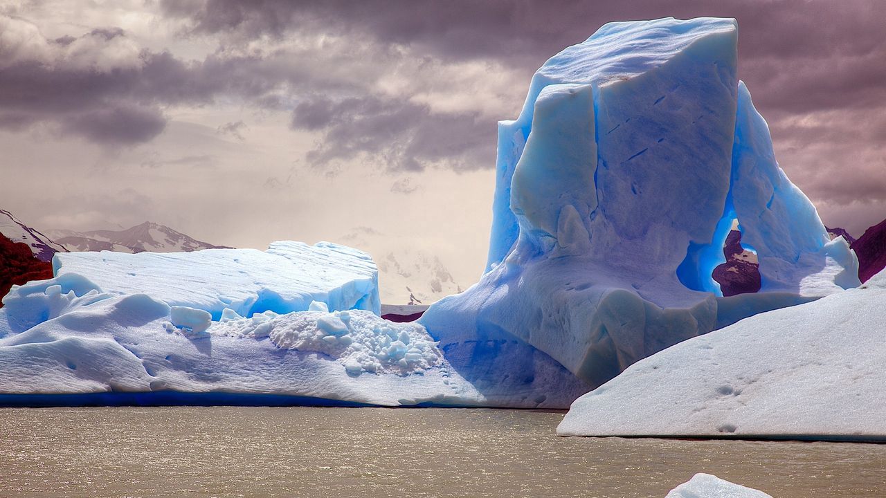 Wallpaper iceberg, ice, water, dirty, blue