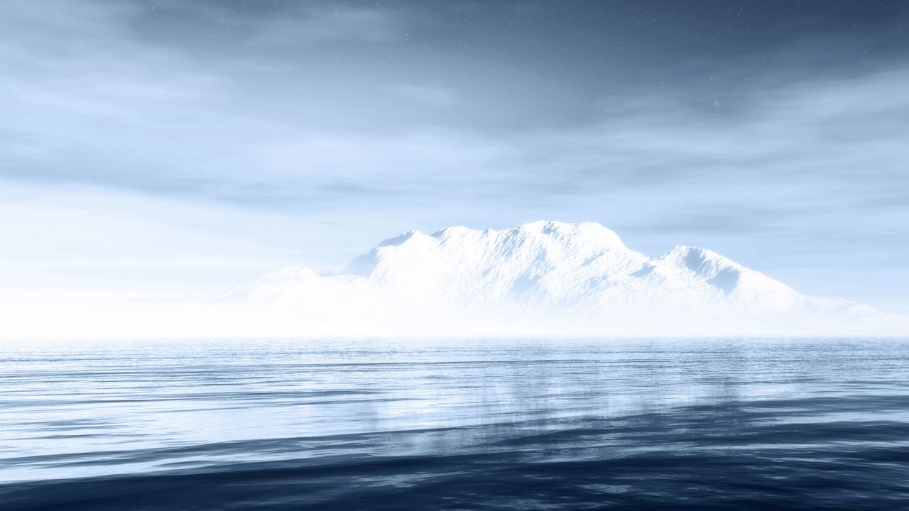 Wallpaper iceberg, sea, mountain, horizon