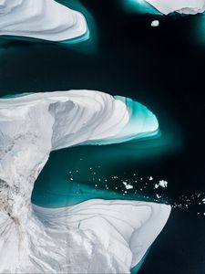 Preview wallpaper icebergs, glacier, aerial view, ice, water