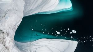 Preview wallpaper icebergs, glacier, aerial view, ice, water