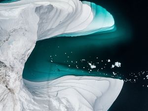 Preview wallpaper icebergs, glacier, aerial view, ice, water