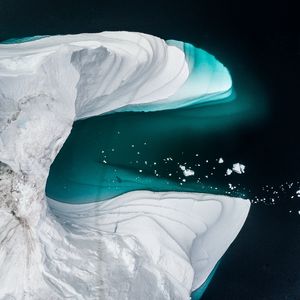 Preview wallpaper icebergs, glacier, aerial view, ice, water