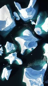 Preview wallpaper icebergs, ice, sea, aerial view