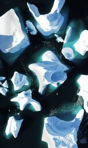 Preview wallpaper icebergs, ice, sea, aerial view